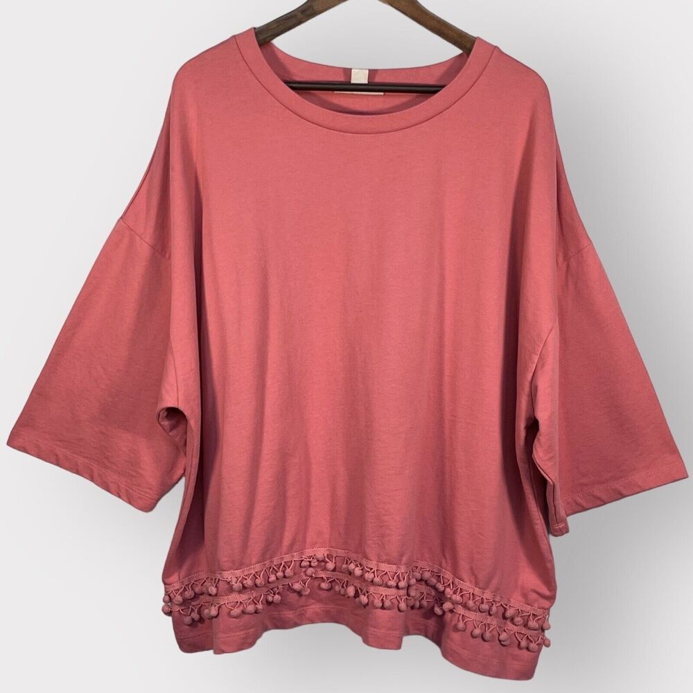 Woman Within T Shirt Women 2X Pink Crewneck Substantial Fabric Stretch P13‎